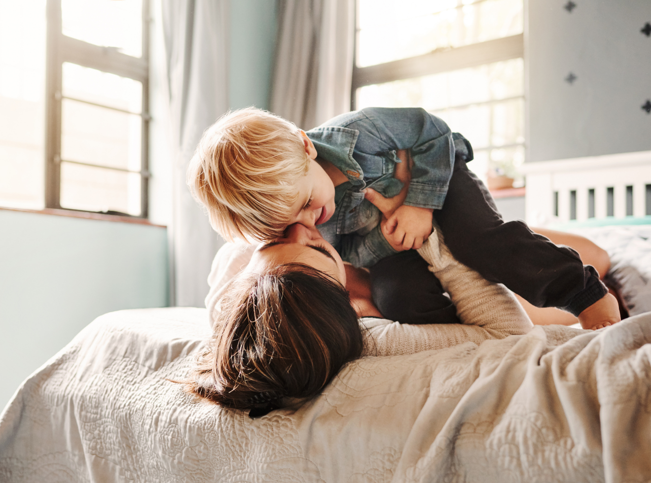 mother and child playing