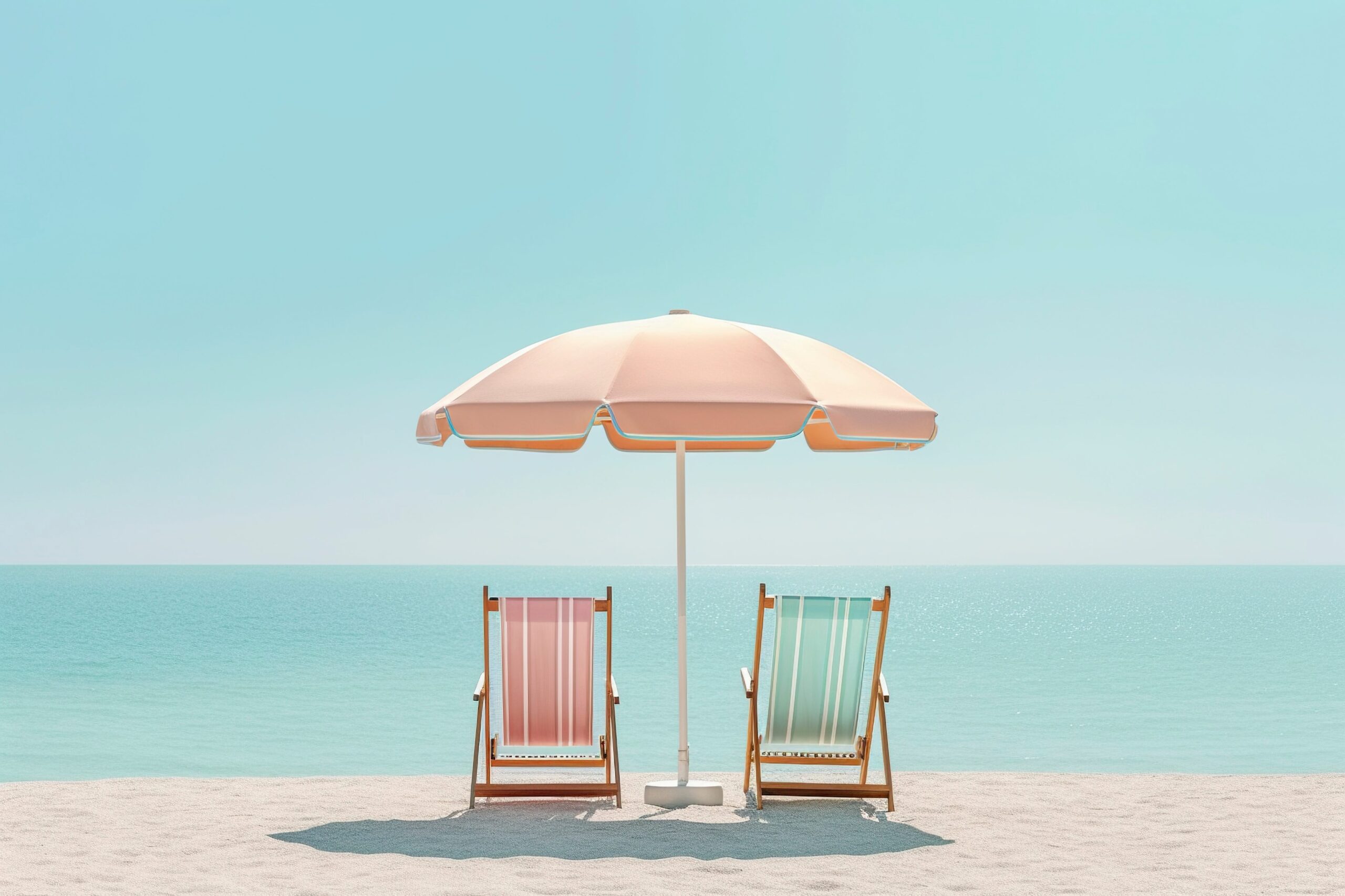 AI-generated end-of-summer marketing campaigns picture of two beach chairs on a beach overlooking the ocean